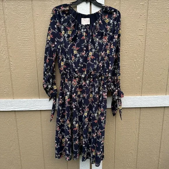 gal meets glam blue floral dress Blue Floral Cotton Dress - Vintage-Inspired Lace Detail